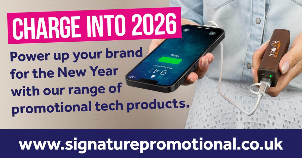 Charge into 2026! Power up your brand with our promotional tech products — wireless chargers, power banks &amp; mobile accessories. Keep clients connected &amp; thinking of you all year.
Ready to level up!?
 👉 Explore our range at signaturepromotional.co.uk

#TheSignatureWorks #Promotional