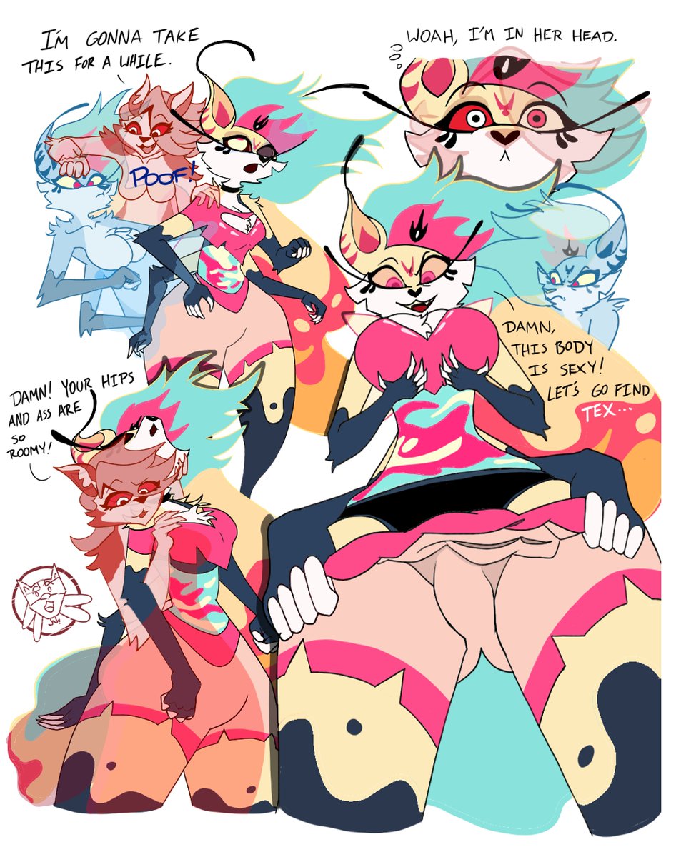 renamuncher's tweet image. PART 3 IS HERE! @xHotspotxxx commissioned me to actually get it done, so you can thank them for this.
It looks like Loona's got a plan with her spell. Now that she's got Bee's body, she already has Tex
#loona #HelluvaBoss #HelluvaBossQueenBee #loonafanart #HelluvaBossLoona