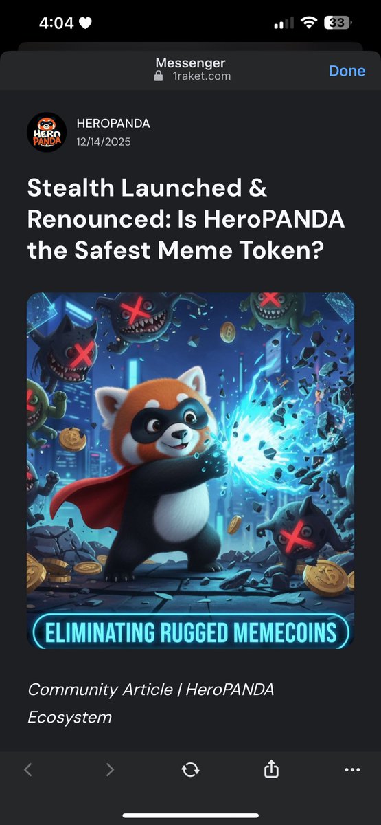 HeropandaSol's tweet photo. Stealth launched, renounced, transparent, and community-owned, HeroPANDA is redefining what a safe meme token looks like in 2025.

#HeroPANDA #HPDA #Meme #MEMECOIN #UTILITY #SIDRACHAIN #SDA #FALCONBAY #BTC #SOL #SOLANA

Check it out here: 
https://t.co/yO7ncmZVX1 https://t.co/Gd5bdIIrfk