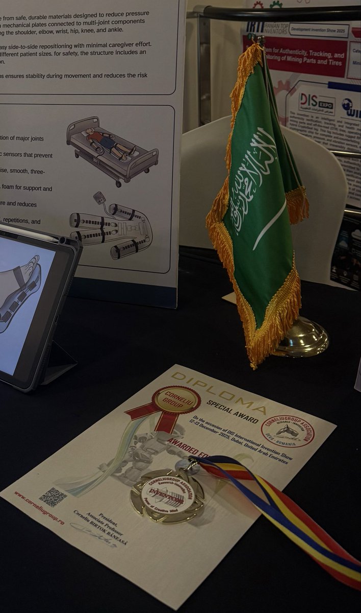 DPTLayan's tweet image. Proud to share that our innovation Re-Move won a Gold Medal 🥇 at the International Development Invention Show in Dubai, along with a Special Award from Romania 🇷🇴.

A meaningful step forward in my innovation journey ✨

Grateful to the amazing team 🤍