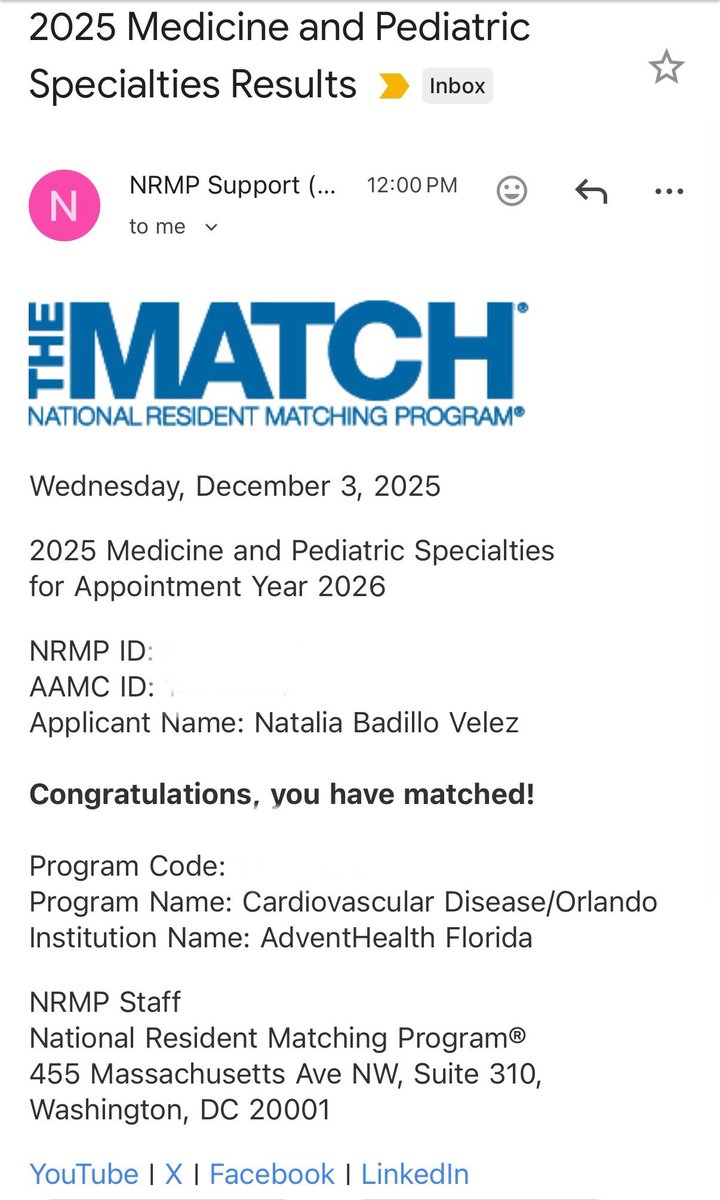 DrBadilloVelez's tweet image. Almost 2 weeks later and still taking it all in. Grateful to God &amp;amp; deeply thankful for the mentors who poured into my growth. Honored to continue my training at @AdventHealthCFL 🫀
#NRMP #thankGod #CardiologyFellowship #CVFellowship2025 #WIC #match2025