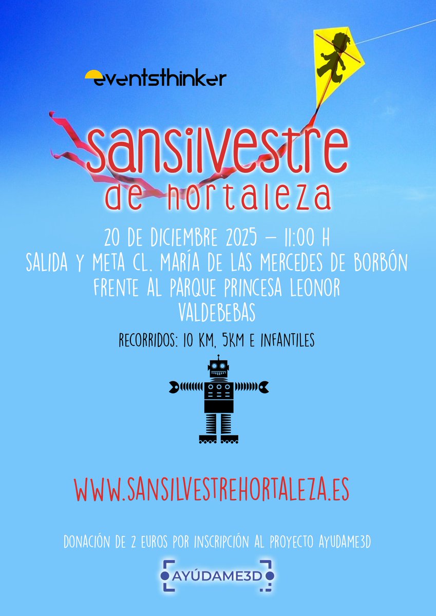 SANSILVESTRE DE HORTALEZA 20/12/2025 
Divertida y solidaria. Te lo vas a perder?.
rockthesport.com/es/evento/x-sa…