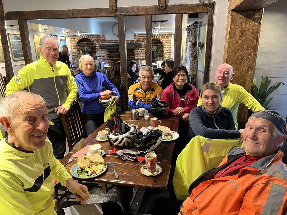 HaveringCycling's tweet image. Eight Havering CTC riders out earlier. Sunny ride to Cooksmill Green. Lunch in the busy Bakehouse. Home into a headwind. Next Sunday- Thameside Nature Park, Mucking.