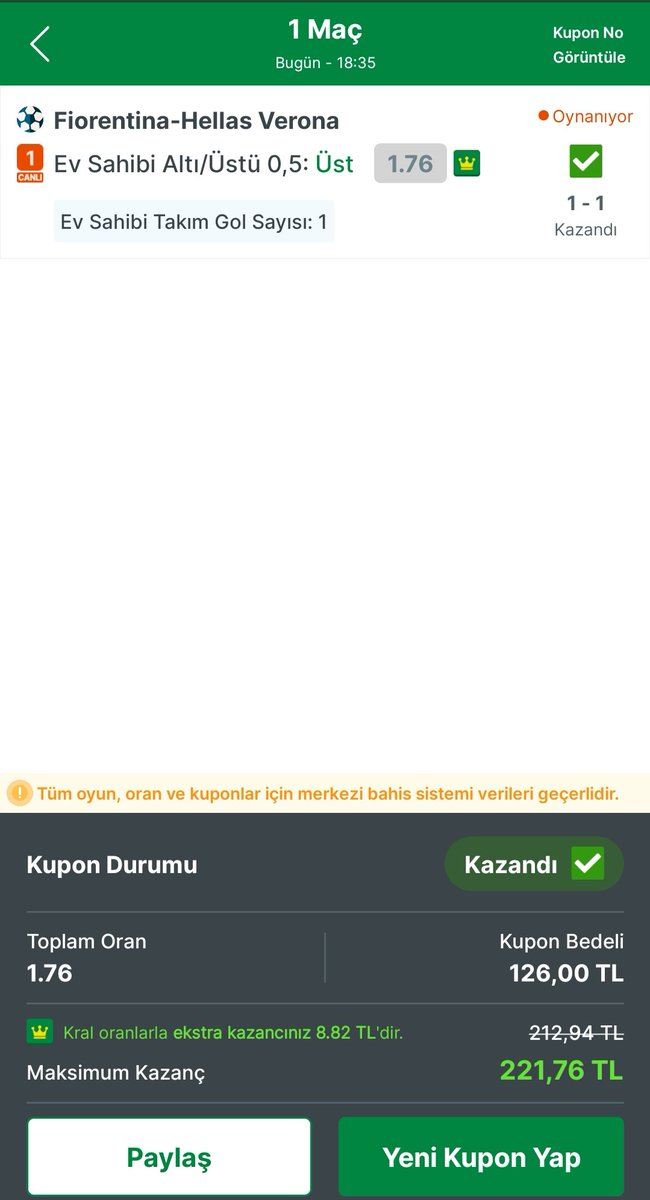 sappusuli's tweet photo. Fiorentina Verona ev 0.5 üst 1.76 oran 

Kupon geldi 🫰 https://t.co/8JR4ws9L2J