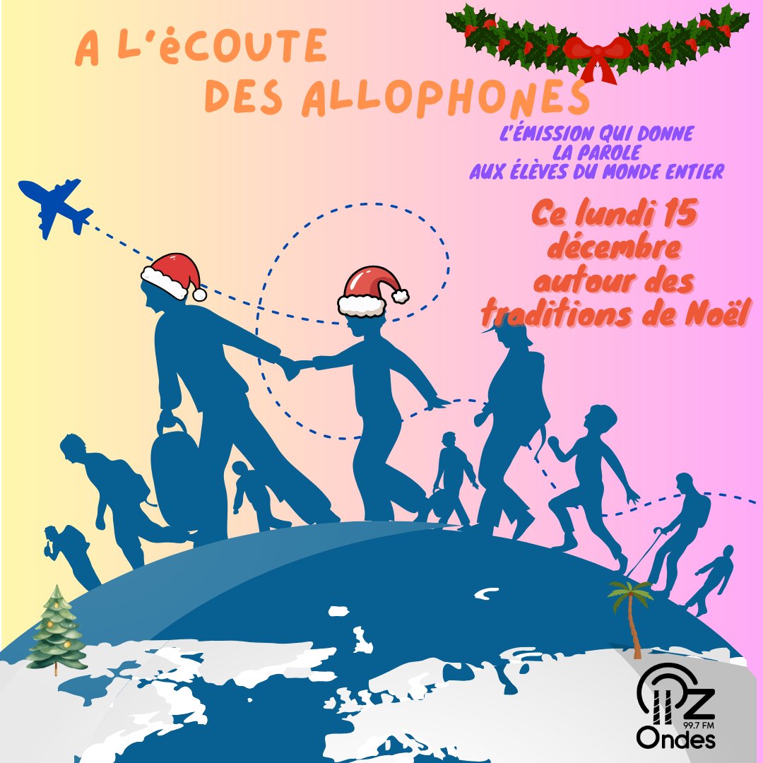 🎙️ À l’écoute des allophones
Spécial traditions de Noël
Ce Lundi 15 décembre  18h

🎄 Autriche • Slovaquie • Nouvelle-Zélande
 OZ'Ondes  99.7 et sur ozondes.fr

#ALecouteDesAllophones #OZOndes #TraditionsDeNoel #NoelAutourDuMonde #chatellerault
