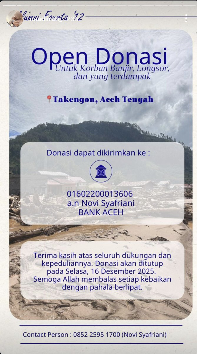 jikemm's tweet photo. Yang mau donasi buat banjir, khususnya di Tekengon, Aceh 🙏🏻 https://t.co/2ZYINNoMQa