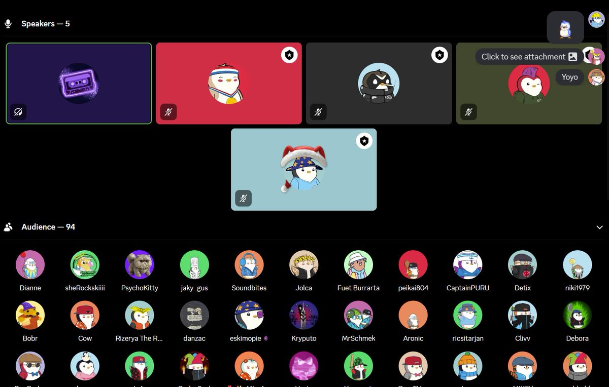 Bi-weekly <a href="/pudgypenguins/">Pudgy Penguins</a> Inner Igloo Meeting with <a href="/LucaNetz/">Luca Netz 🐧✳️</a> is happening now.

Join in discord for updates and 🐧fun.