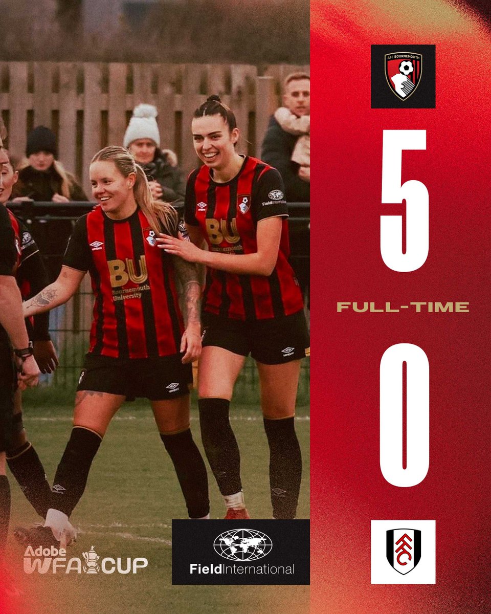 AFCBournemouthW's tweet image. HISTORY IS MADE 🤩

We reach the @AdobeWFACup fourth round for the first time 📈

Up the Cherries 🍒