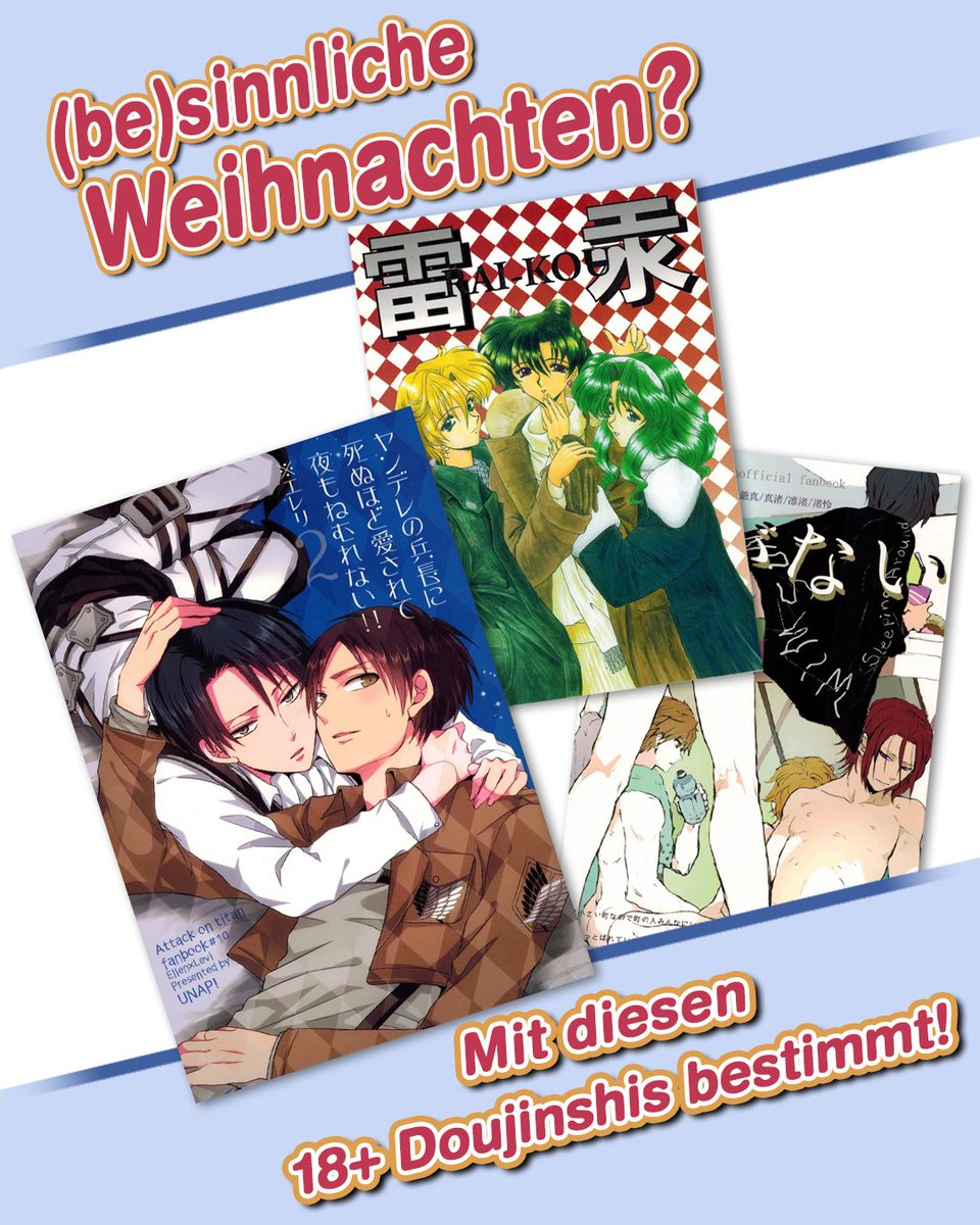 🎄🕯️ 3. Advent – noch mehr „Leckerbissen“ 😉🕯️🎄

Nicht nur Süßes, sondern auch würziger 18+ Lesestoff wartet auf euch. 😏

Entdeckt 18+ Doujinshi &amp; Adult-Titel für erwachsene Otaku.😍

👉 Nur für Erwachsene 🔞🕯️

🛒 anime-sugoi.de/Doujinshi-etc
#animesugoi #doujinshi #18plus #advent
