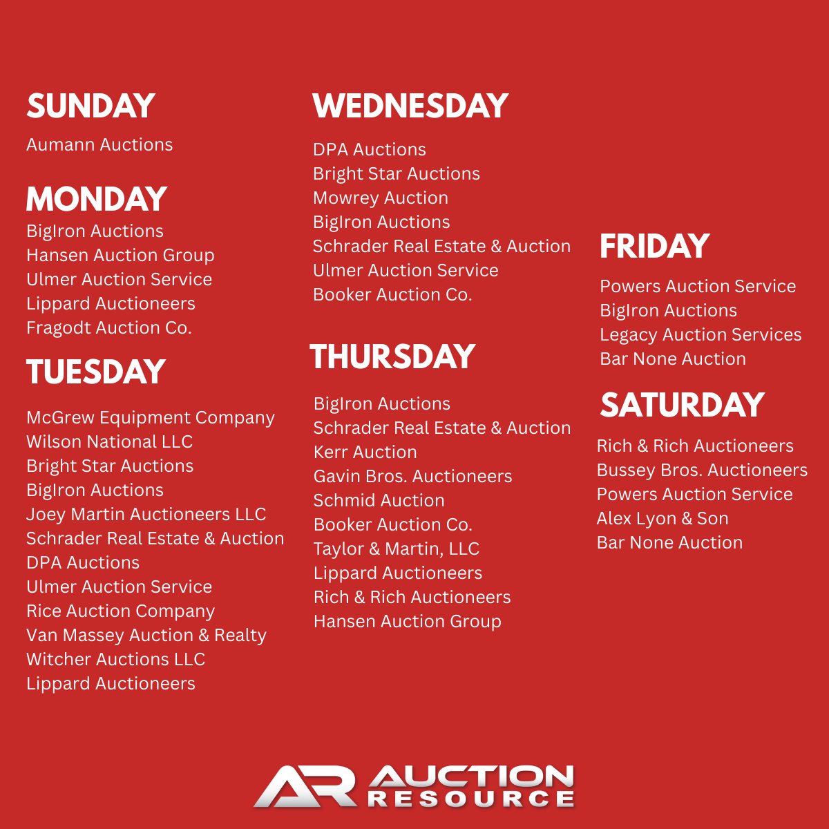 AuctionResource's tweet image. TONS of auctions this week you won't want to miss! Hop on AuctionResource.com to check out the catalogs!