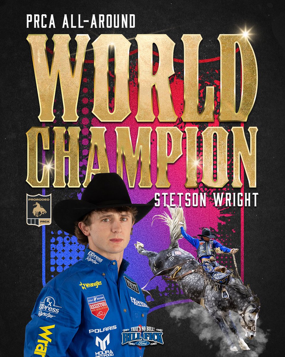 Congratulations to Stetson Wright, winner of the PRCA All Around World Championship. Wright earned $817k in all around money during the 2025 rodeo season, over $200k more than the next competitor for this award.