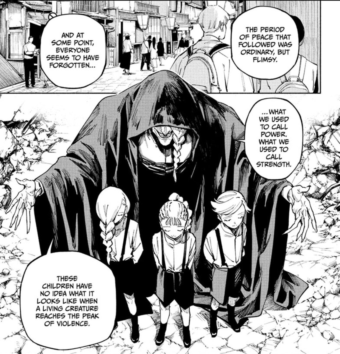 ShadzMangaOnly's tweet photo. I love how, in contrast to almost everyone else, Ui Ui isn't even phased by the aura of Dabura. Because he has experienced the feeling before.. 
#JujutsuKaisenModulo #Modulo #JJK https://t.co/9dRA1MLIs5