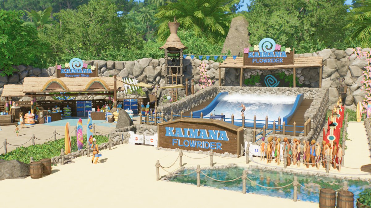 🌊 New video!
I added the KaiMana Flowrider, using the NEW WaveSim ride from the Toybox DLC to Moana Waterpark in <a href="/PlanetCoaster/">Planet Coaster 2</a> 2
Tropical theming, custom sign, foliage, surf vibes… this one turned out amazing. 🌴🔥

🎥 Watch here: youtu.be/MNAWNZ57RWk