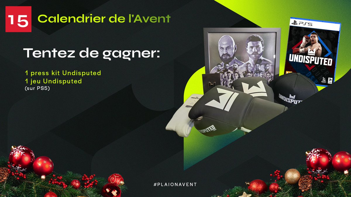 🎁 #PLAIONAvent - Jour 15 🎁

Un cadeau “au poing” 👀🥊 Tentez de remporter 1 jeu #UNDISPUTED et son press kit !

Participer :
✅ Follow @plaion_fr
💚🔃 Like et RT ce post

1 gagnant
TAS le 12/01/26