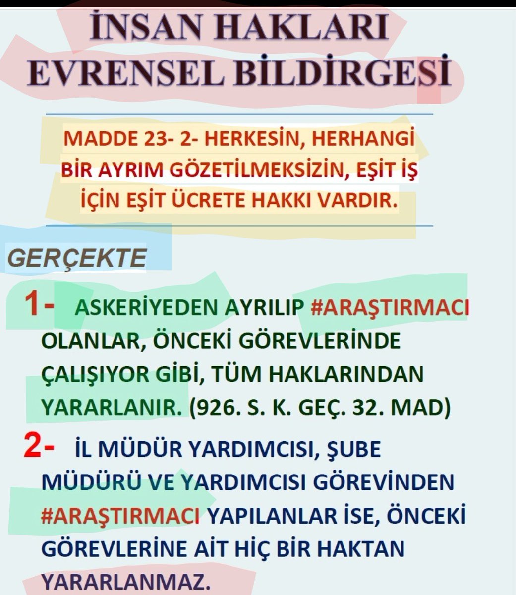 LutfiAytug's tweet photo. Askeriyeden #Araştırmacı olanlar eski görevlerinde çalışıyor gibi haklarını alırken, İl Md Yrd,  Şb Md ve Yrd iken #Araştırmacı olanlar önceki haklarından faydalanamaz.  @BestepeCB @_cevdetyilmaz @erkanakcay45 @MKalayci42 @zuhal_karakoc @OnderKahveci @YildizFeti @MansurMetehan https://t.co/gIYuJPLXBN