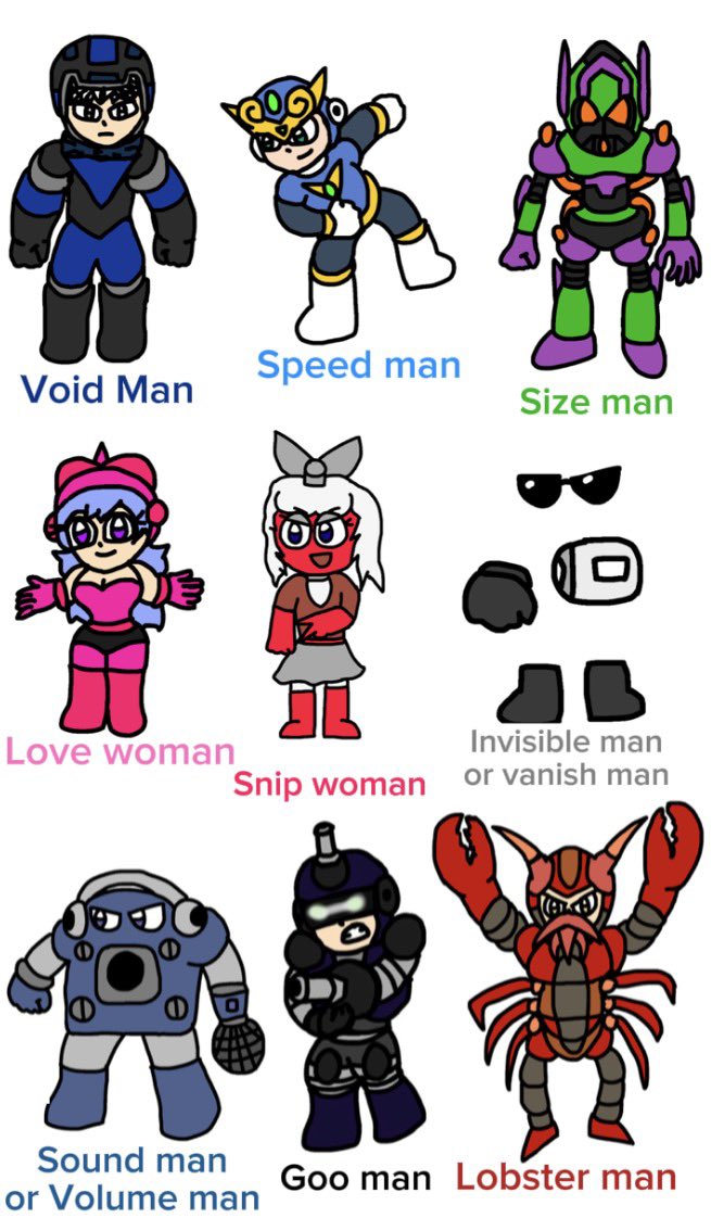 KentDaBuzzer's tweet photo. Reply with your favorite Robot master I made here and I will draw art of the one that gets the most replies
#Megaman #DrWily #DualOverride https://t.co/N7aLHCyKqr