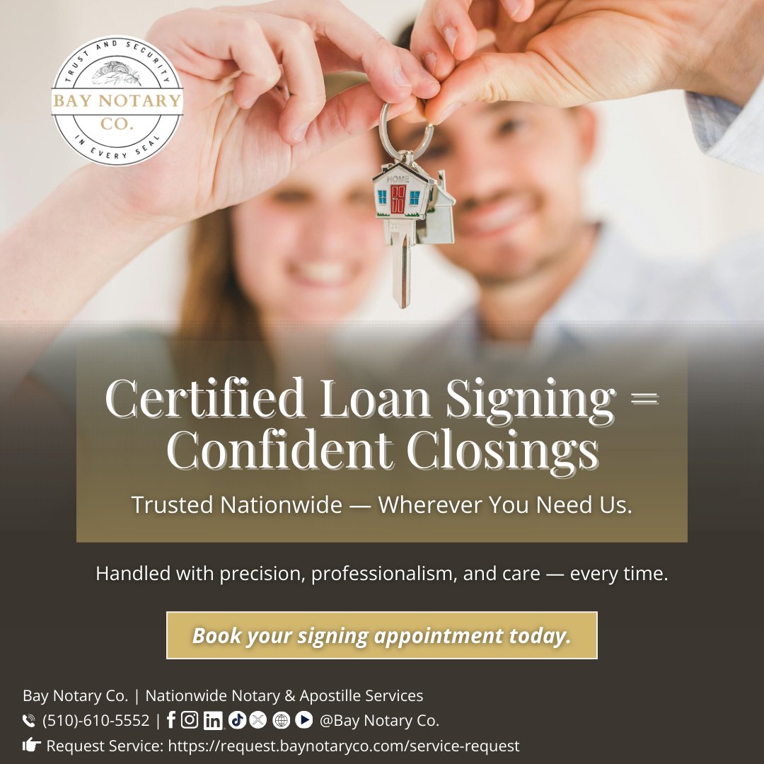 baynotaryco's tweet image. For realtors, every detail matters — especially when it comes to closing day.
 At Bay Notary Co., we handle every step with precision so your clients can close with confidence.
👉 Book your certified signing agent today: request.baynotaryco.com/service-request

#TrustedWorldwide #SecureSigning