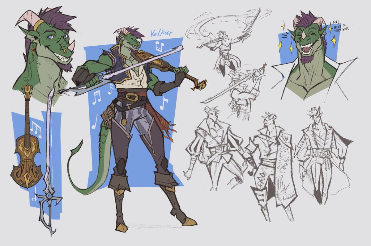 Fausto_XIII's tweet image. Concepts for Velkar, my dragon bard