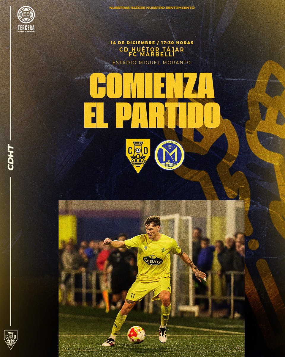 ▶️ COMIENZA EL PARTIDO ▶️ 

🟡 CD HUÉTOR TÁJAR 🆚 FC MARBELLÍ 🔵      

#NuestrasRaícesNuestroSentimiento #CDHuetorTajar #TerceraRFEF