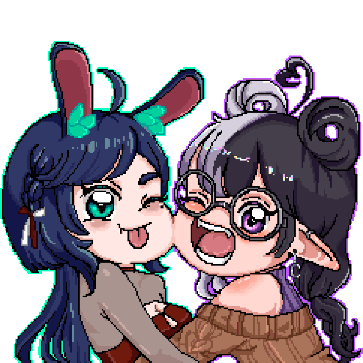 Just realized I never posted a Pixel art Im super proud of~ Made for my lovely friend Lucateal's Birthday

This was my 5th attempt at pixel art ever and seriously feel like Ill never make anything better than this \o/