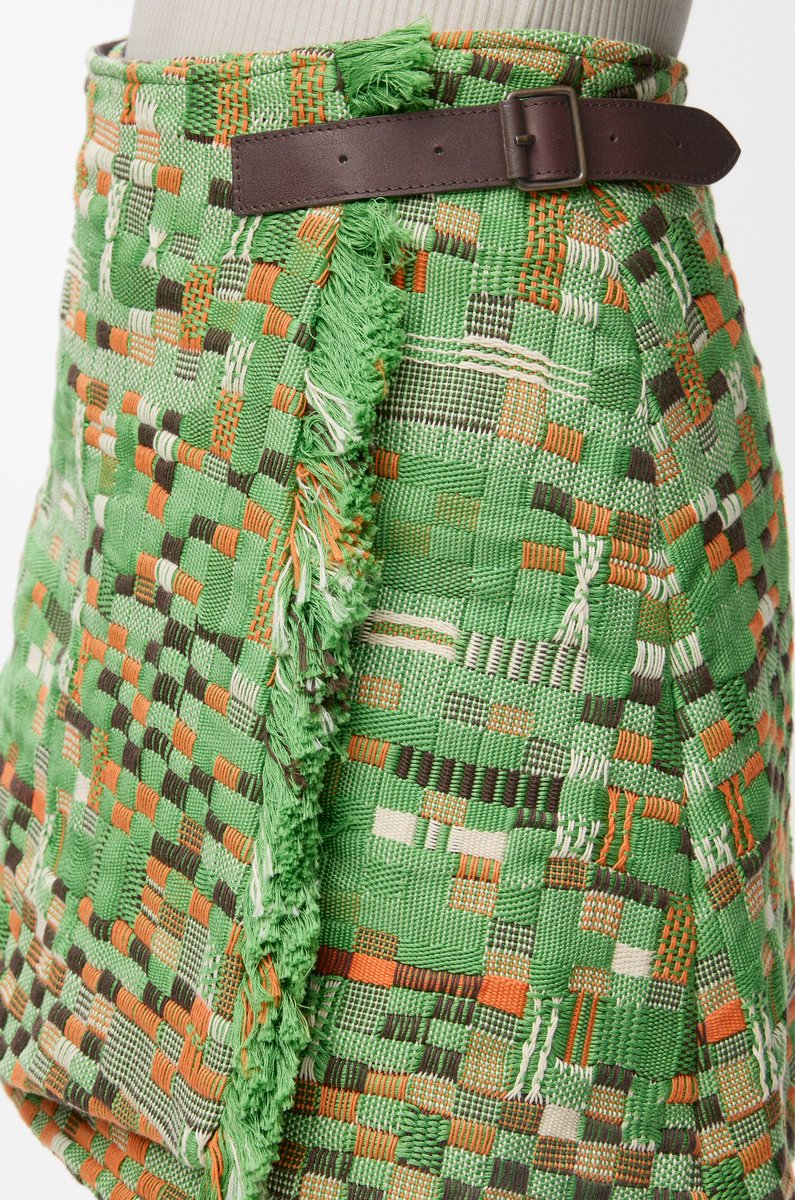 yawbbb's tweet photo. Loewe x Albers - Green Cotton Jacquard Wrap Skirt https://t.co/wIkZwfBWt2