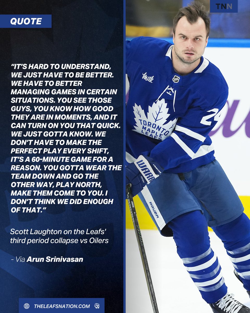 TLNdc's tweet image. Scott Laughton rips into the Leafs' third-period effort in loss to the Oilers

Read More Here 📰 | theleafsnation.com/news/morgan-ri…