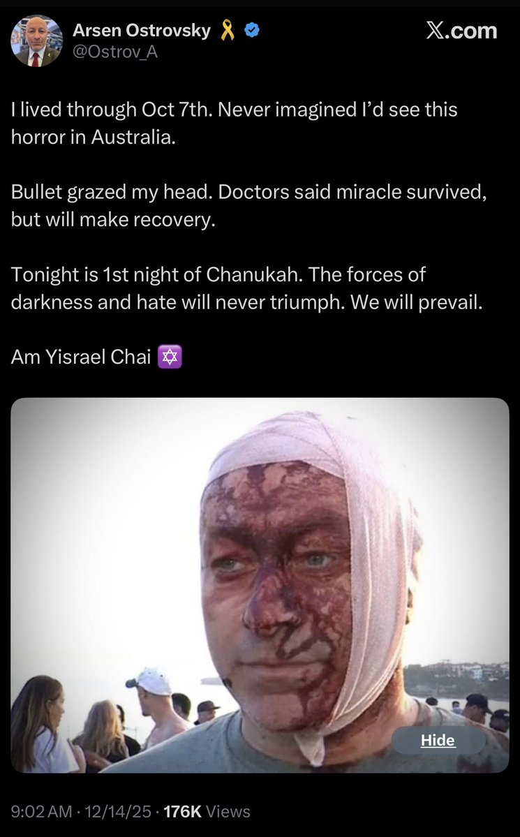 Villgecrazylady's tweet image. He survived 10/7 and Bondi beach? That’s wild. Same as that girl from Brown yesterday who also survived Parkland. Crazy times.