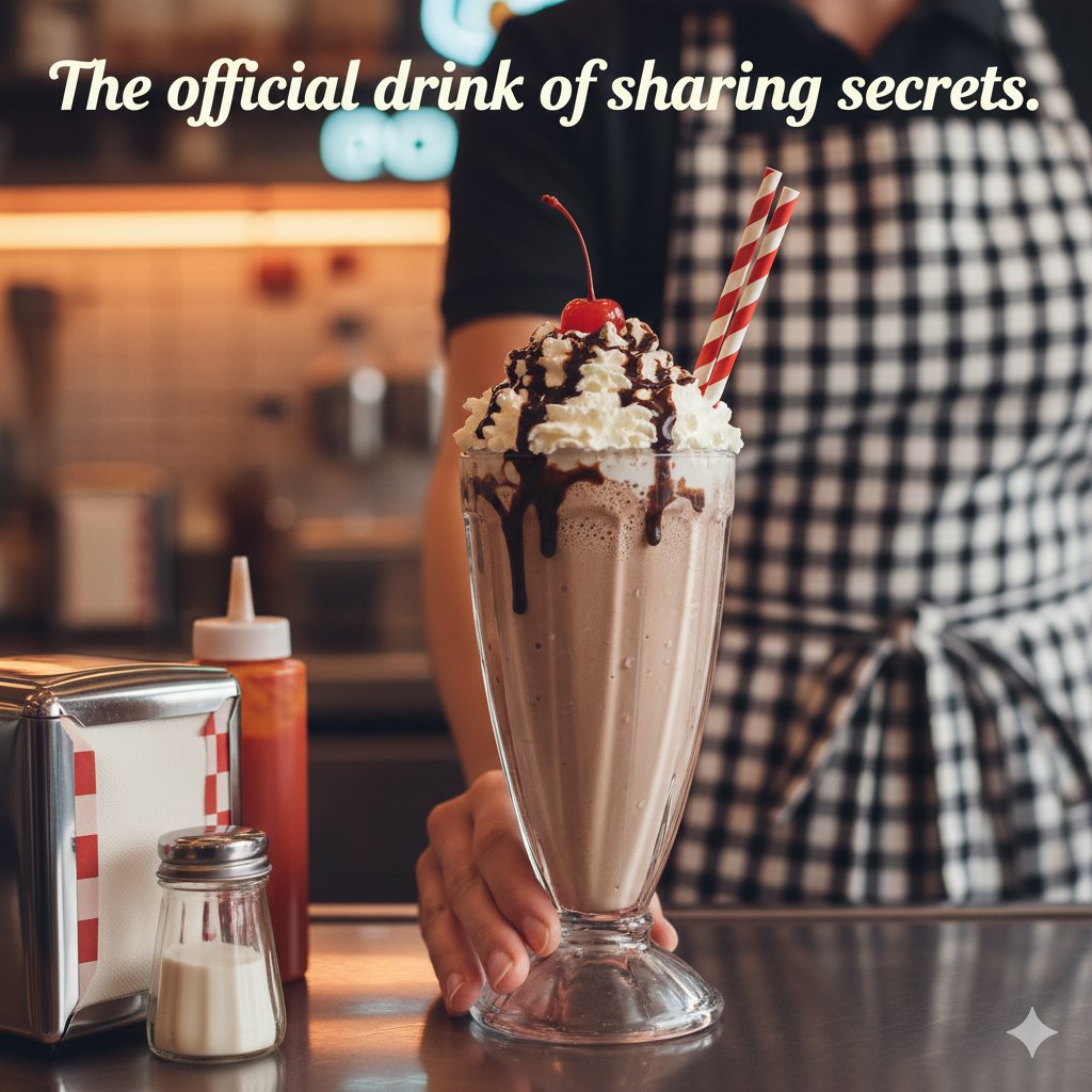 Americain1960's tweet photo. Two Straws, One Shake. Tag someone you'd share a milkshake with. #Diner #Milkshake #1960s #Retro #FoodHistory https://t.co/ufuqDFn8F2