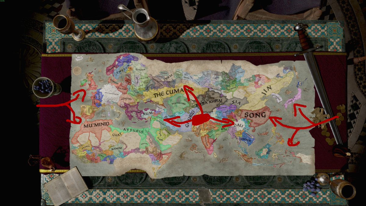 Crusader Kings 3: Sunset Invasion.
- Aztecs from the West
- Inca from the East
- Agartha from the centre