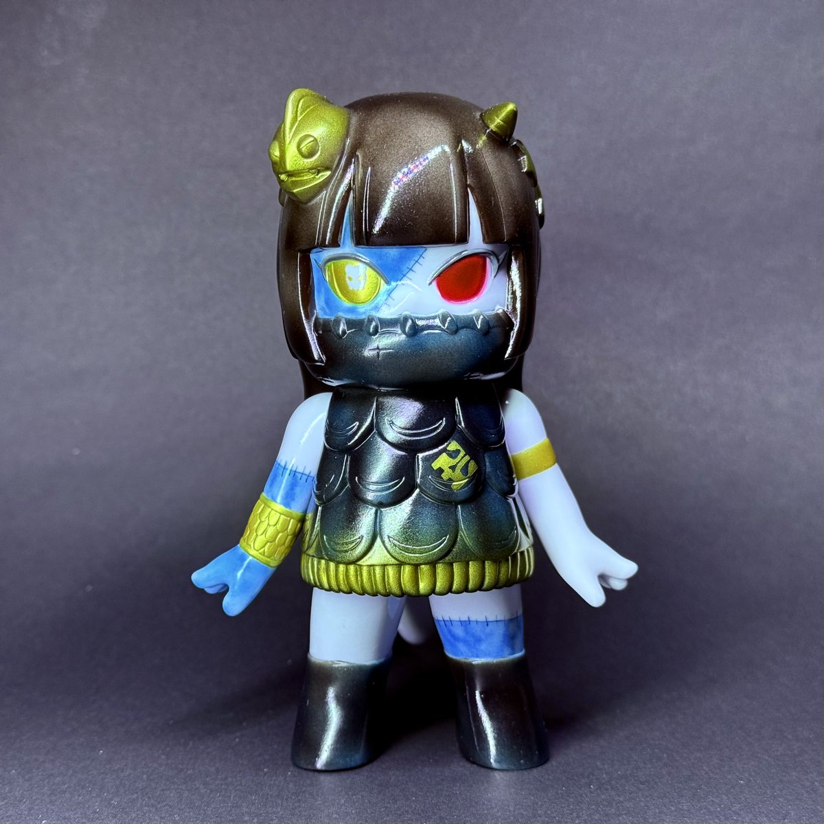 P9TOYS アマビエちゃん ソフビ SKULL CUBE 本日p9toysさんとSKULL CUBEさんコラボのビエちゃん（フランケン）到着