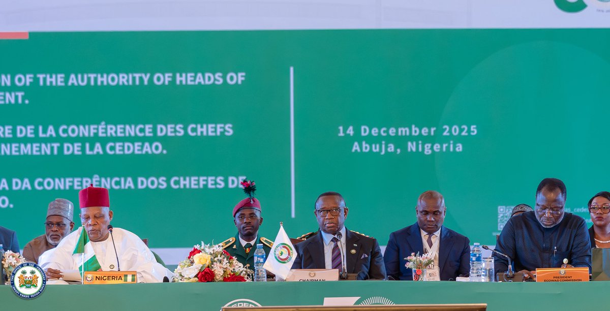 julius_maadabio's tweet photo. As Chair of the ECOWAS Authority, I opened the 68th Session and highlighted the rise in unconstitutional government changes, a threat to regional stability. As ECOWAS, I affirmed our commitment to democratic governance. 

I called for progress on the ECOWAS Single Market, trade liberalisation, and cross-border infrastructure. I also announced a new ECOWAS measure to lower air travel costs starting 1 January 2026. 
@ecowas_cedeao