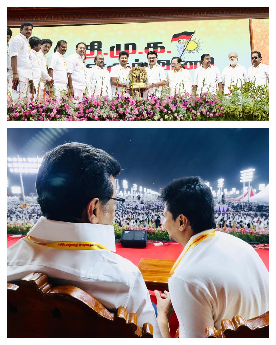 Udhaystalin's tweet photo. கழக இளைஞர் அணியின் மாவட்ட-மாநகர-ஒன்றிய-நகர-பகுதி-பேரூர்-கிளை-வார்டு-பாகம் என 1 லட்சத்து 30 ஆயிரத்திற்கும்  மேற்பட்ட அமைப்பாளர்- துணை அமைப்பாளர்கள் அடங்கிய  வடக்கு மண்டல நிர்வாகிகள் சந்திப்பு திருவண்ணாமலையில் மிக பிரமாண்டமாக நடந்து முடிந்துள்ளது. 

🌄'ஆதிக்கத்திற்கு அடிபணியாது தமிழ்நாடு' என்பதை விளக்கிய ‘என்றும் வெல்லும் திராவிடம்’ மேடை நாடகம் 
🌄சகோதரர் @SuriyaKML அவர்களின் சமூக வலைதளம் பற்றிய உரை 
🌄S.I.R குறித்து கழக சட்டத்துறை செயலாளர் அண்ணன் @nrelango_dmk ஆற்றிய விளக்கவுரை 
🌄இளைஞர் அணியின் ஆக்கப்பணிகள் குறித்து, கழகத் துணை பொதுச் செயலாளர் அண்ணன் @dmk_raja அவர்களின் உரை 
🌄இளைஞர் அணியைப் பாராட்டி பணிகள் சிறக்க வாழ்த்திய கழக பொதுச் செயலாளர் @katpadidmk மாமா 

இதற்கெல்லாம் மகுடம் வைத்தாற்போல் இளைஞர் அணி தொடங்கப்பட்ட சமயத்தில் இருந்த அதே துடிப்புடனும் எழுச்சியுடனும்  உற்சாகத்துடன் கழகத் தலைவர் மாண்புமிகு @mkstalin அவர்கள் ஆற்றிய உரை New Dravidian Stock இடையே மிகுந்த எழுச்சியை ஏற்படுத்தியது! 

இந்த நிர்வாகிகள் சந்திப்பு 2026 சட்டமன்றத் தேர்தலில் கழகம் வெல்ல அடித்தளம் அமைத்துள்ளது, இதன் மூலம் சங்கிகளுக்கும் அவர்களின் பழைய புதிய அடிமைகளுக்கும் சொல்லும் செய்தி ஒன்று தான் WE WILL NEVER ALLOW YOU.. WILL FACE THE CONSEQUENCES! 

#Youth4DMK2026 @evvelu