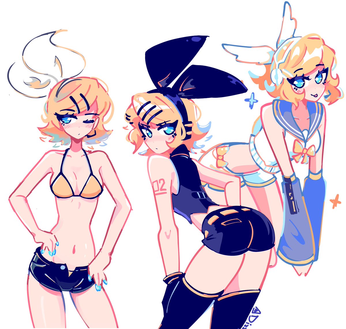 鏡音リン 「There's yellow, pink, and even green too」|Dizzyのイラスト