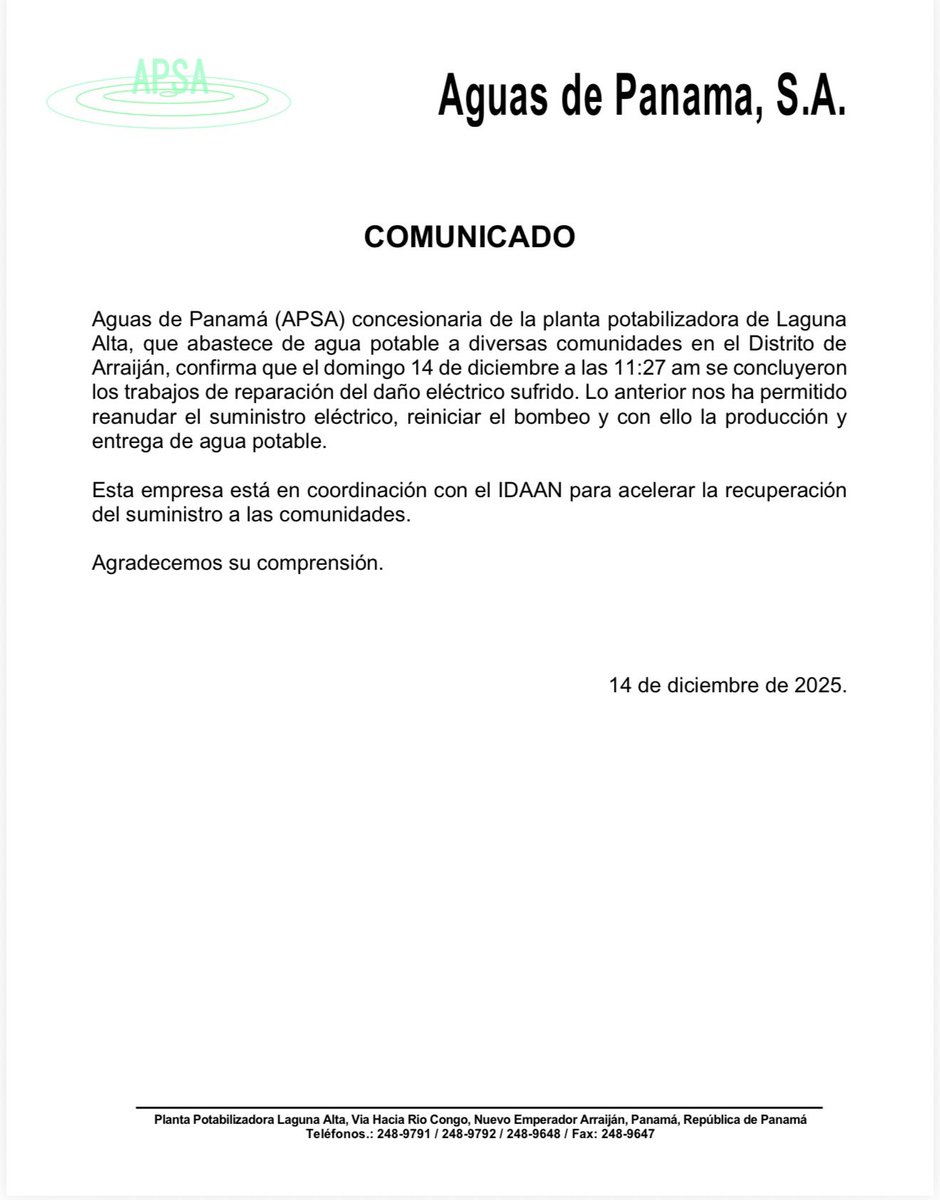 AguasdePanamá (@apsalagunaalta) on Twitter photo 