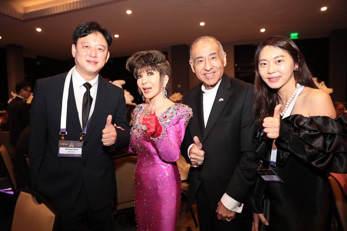 Daniel Kim, Director of KBS America, Bishop Juan Carlos Mendez, Founder, Churches in Action, Dr. Tae Yun Kim, Grandmaster, and Sara Hong, News Anchor of KBS America