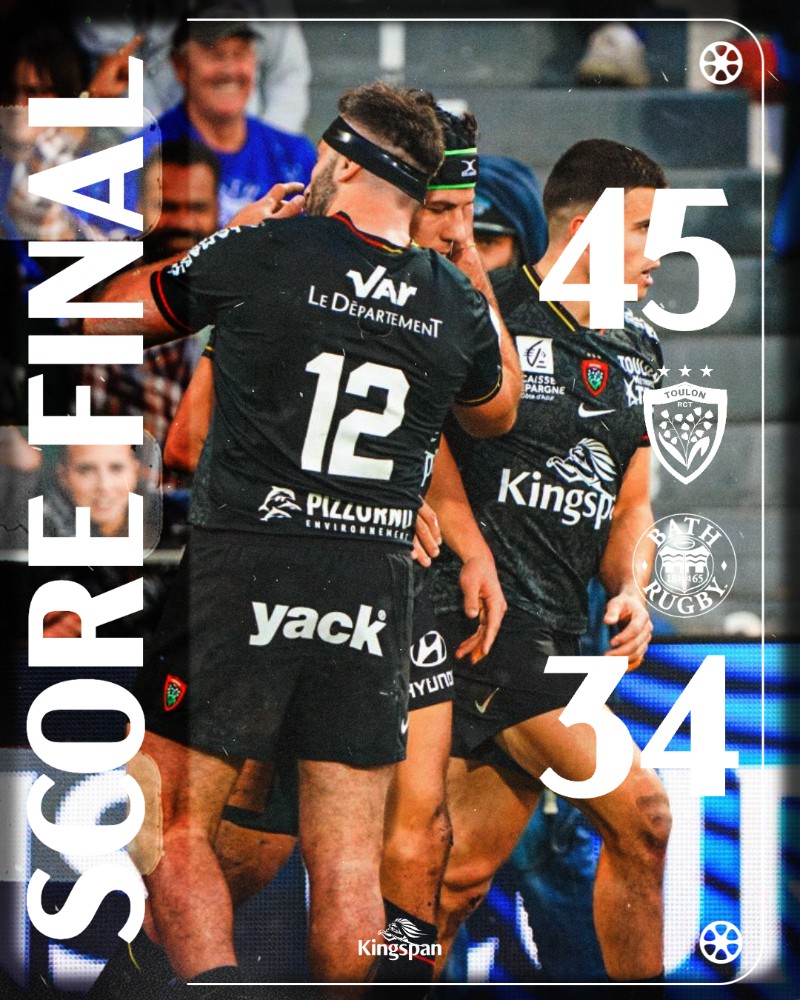 RCTofficiel's tweet image. [⏱80'] 45-34
𝐕𝐈𝐂𝐓𝐎𝐎𝐎𝐈𝐑𝐑𝐄𝐄 ✅

Nos Toulonnais remportent ce choc face à Bath avec le bonus offensif 🔥

Merci Mayol, t'as été incroyable ce soir ❤️🖤

#PerquéTolon