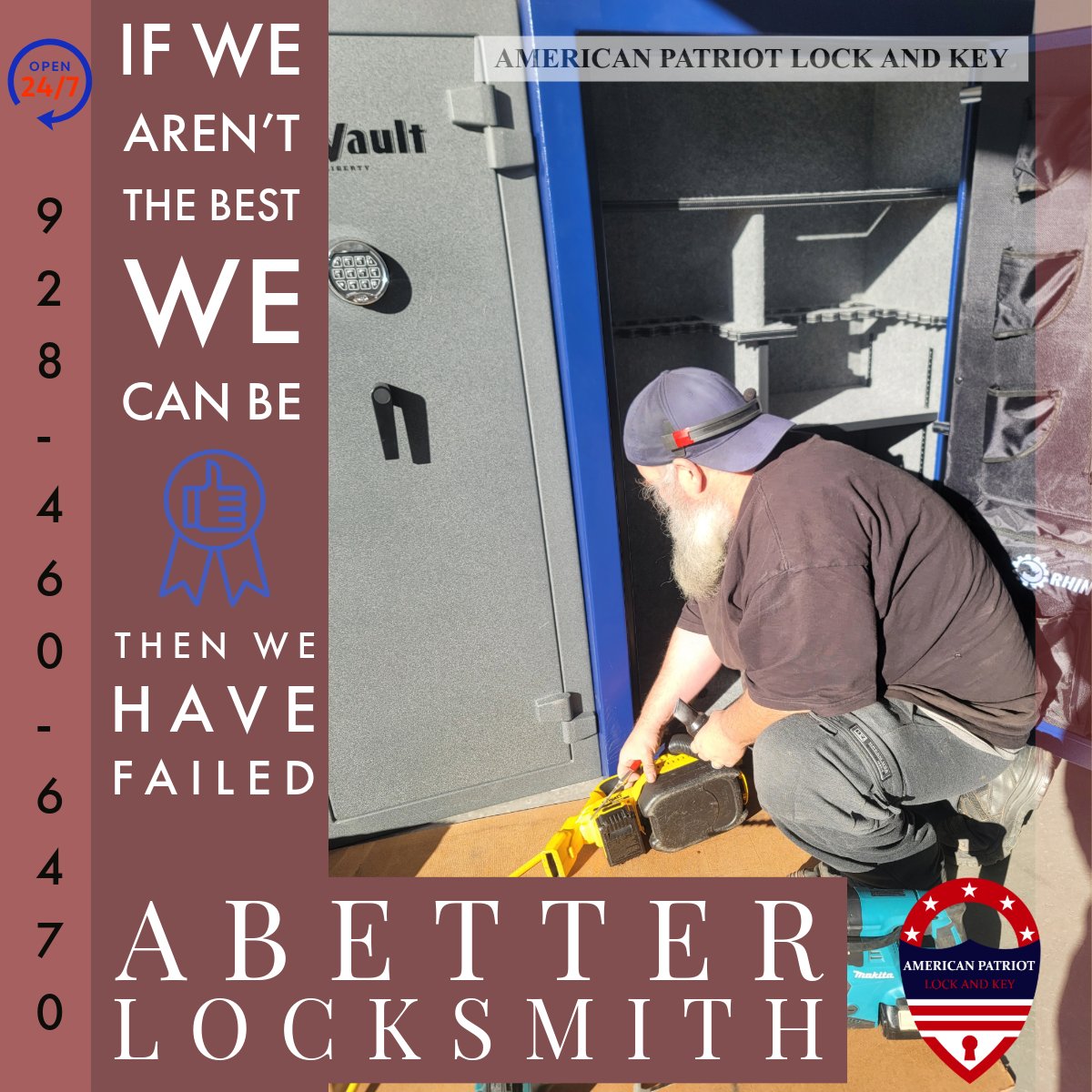 APlocks's tweet image. Protect your irreplaceable valuables with expert safe installation from American Patriot Lock and Key. We ensure your safe is securely anchored to prevent removal, offering peace of mind. Call us for reliable protection.
#SafeInstallation