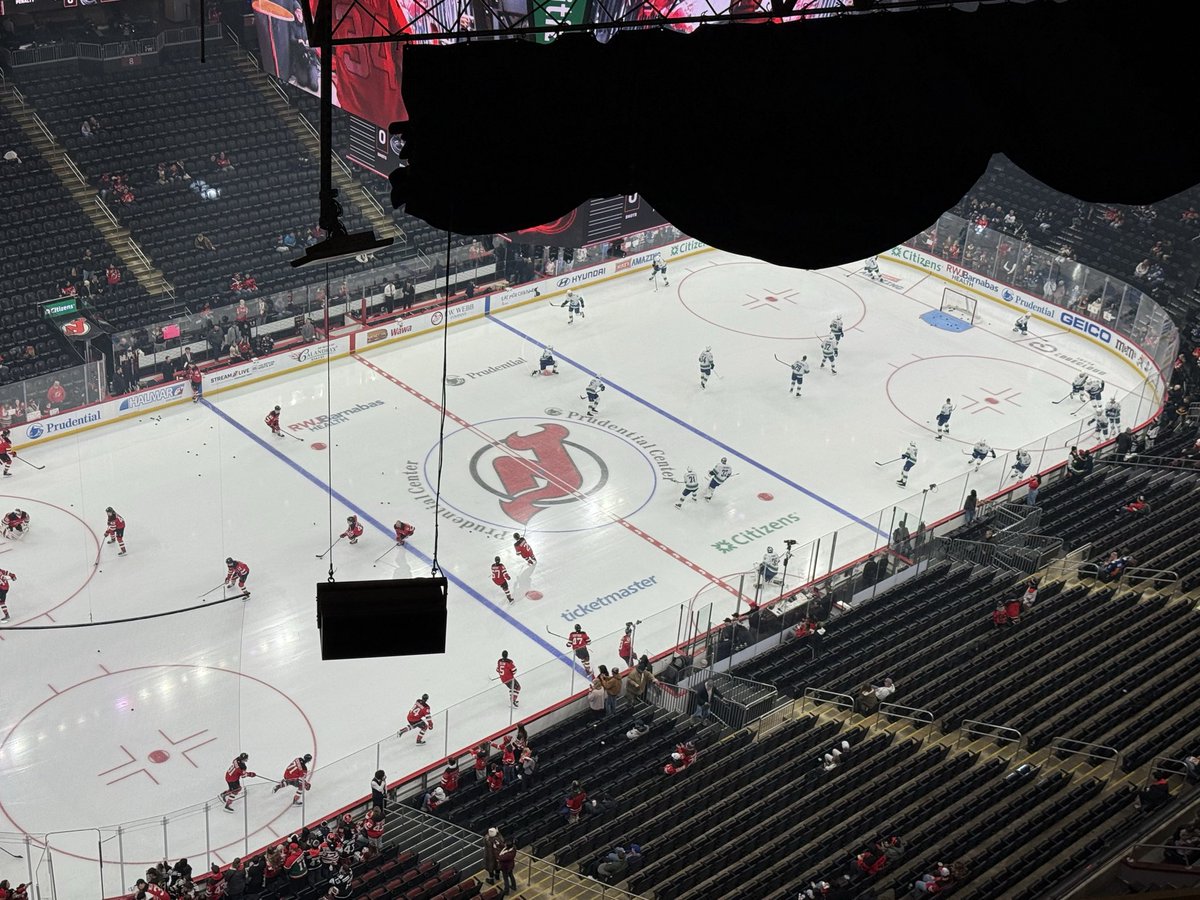 Thatcher Demko leads the #Canucks onto the ice, and will start Sunday in Newark.