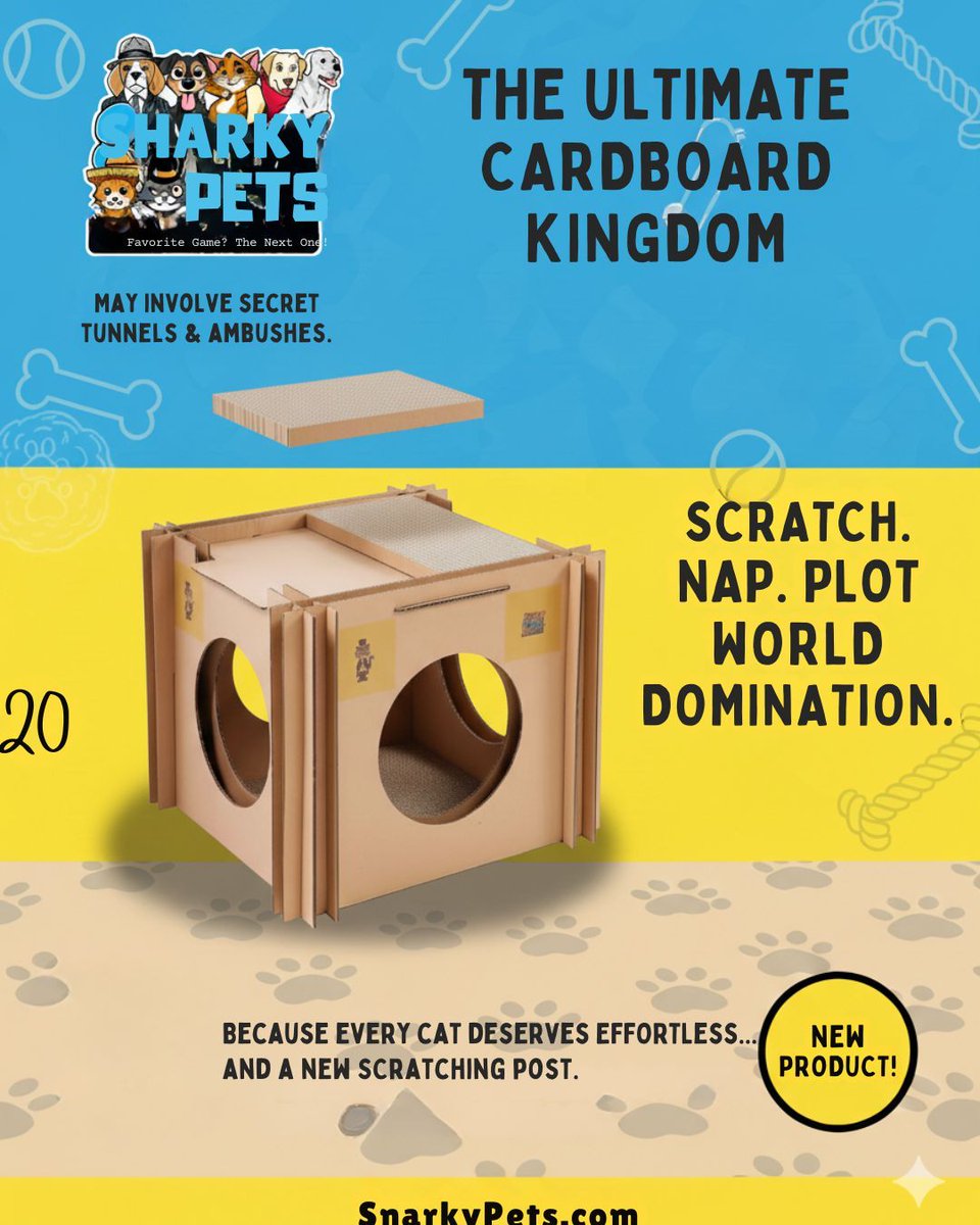 SnarkyPets's tweet image. The Ultimate Cardboard Kingdom! Where your cat can scratch, nap, plot world domination, and enjoy secret tunnels &amp;amp; ambushes. Every cat deserves effortless fun and a new scratching post!

snarkypets.com/products/cardb…

#CardboardKingdom #CatScratcher #ScratchingPost #CatPlay #CatTunnel
