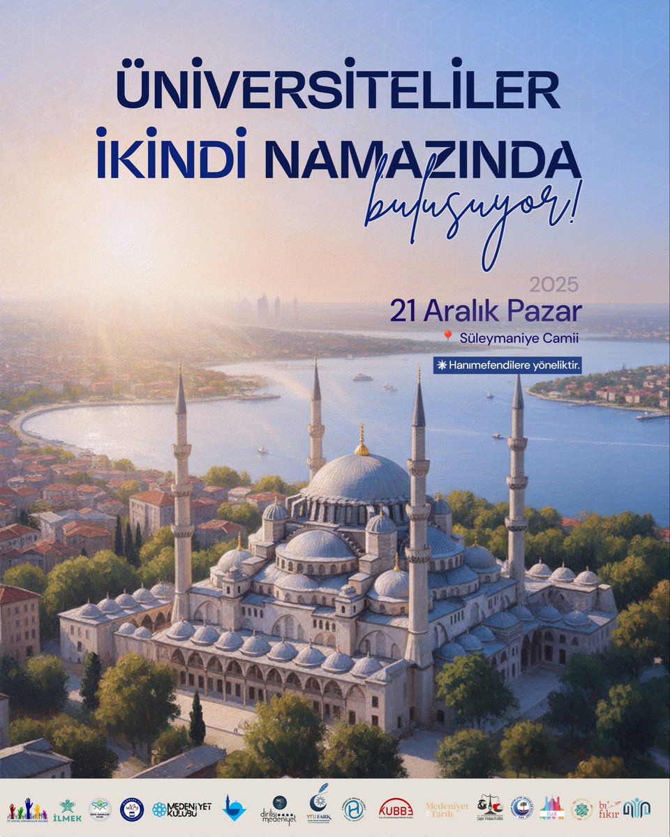 Üniversiteliler İkindi Namazında Buluşuyor!

İstanbul’daki üniversite öğrencileri olarak,
Süleymaniye Camii’nde ikindi namazında buluşuyoruz. Birlikte ibadet etmek, niyetlerimizi tazelemek ve üç aylara muhabbetle girmek için sizleri de bu huzur dolu buluşmaya bekliyoruz.

📅 21