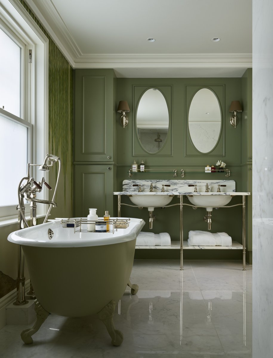 High ceilings give this master ensuite a confident sense of scale, where Victorian detailing meets a modern sensibility. “Drummonds brassware makes you stop and look twice - my clients wanted fittings that ooze quality and presence,” says Esra Candan Saginc of Luce Interiors.