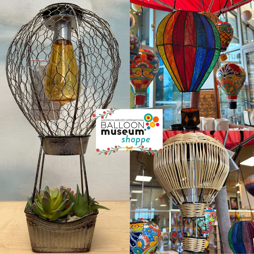 Brighten up your home or garden this holiday season with our beautiful solar lights and stunning stained glass balloon decor!
Visit us at the Balloon Museum Shoppe, open Tuesday - Sunday from 9 am - 5 pm
