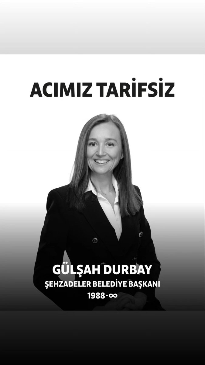 devrimbora's tweet photo. Acımız çok büyük..
Şehzadeler Belediye başkanımız Gülşah Durbay gelecek güzel günlere olan inancımızda yaşayacak.. Tüm sevenlerine başsağlığı ve sabır diliyorum 🙏 https://t.co/TqPq2WuNNL