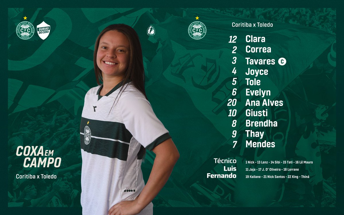 Coritiba's tweet photo. Gurias escaladas! 💚

🟢⚪️ #CFCxTEC #CoxaNoParanaenseFeminino https://t.co/ry45VSyraE