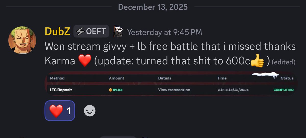Aura🥱

A Player on code “karmacf” flipped 80c tip to 600c on <a href="/CSGOWincom/">CSGOWin.com</a> 

🎰1000c Weekly Leaderboard
🎰VIP Rewards
🎰Free Battles
🎰10% Deposit Bonus
