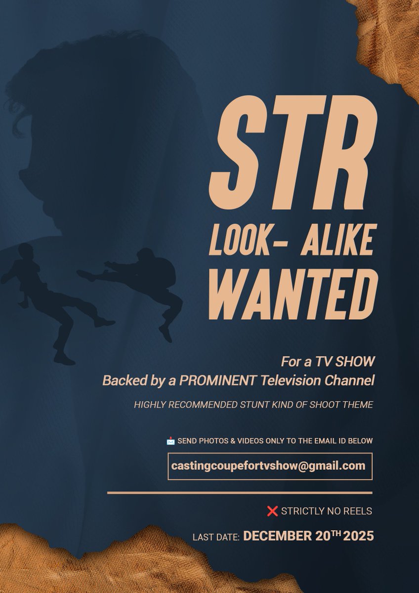 kollycorner's tweet photo. Casting Call For #SilambarasanTR Look - Alike ❣️

Tag someone you know 👇 https://t.co/qBaojxB2AD