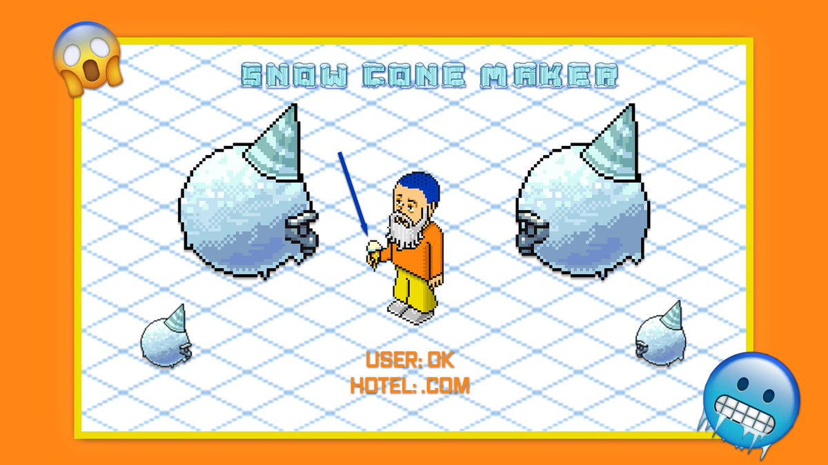 okHab's tweet image. Here's my official submission for the Christmas furni design competition on @HabboOrigins! 😱

❄️Snow Cone Maker🍦
Wouldn't it be cool to get yourself a Shredded Icee right from the source?  🥶

Already CRAVING this! 🤤
#HabboHotelOrigins #HabboOrigins #Habbo