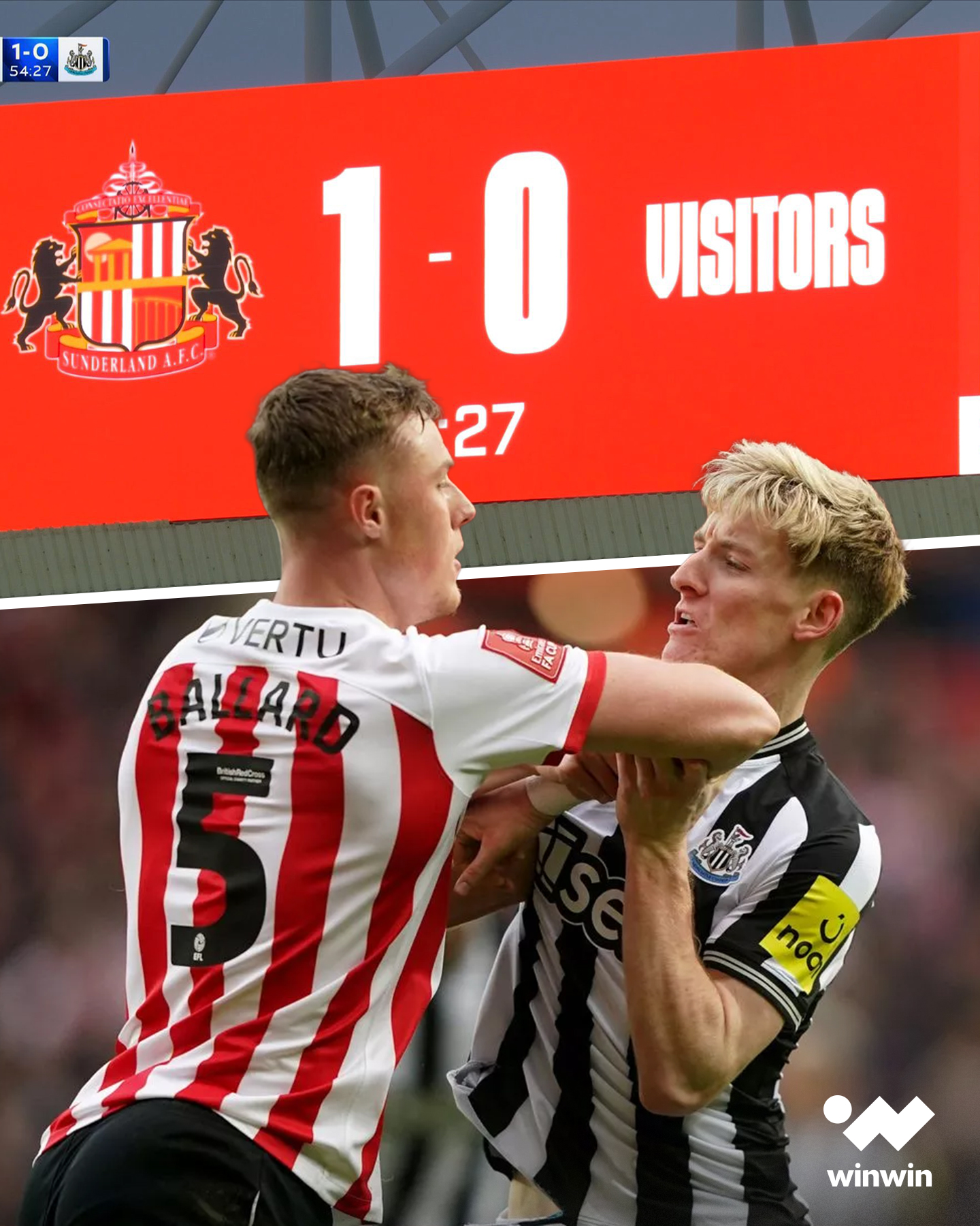 سندرلاند لم يدرج اسم نيوكاسل على لوحة النتائج في ديربي تاين وير هذا المساء، مفضلا الإشارة إلى غريمه فقط بعبارة «الزوار» 