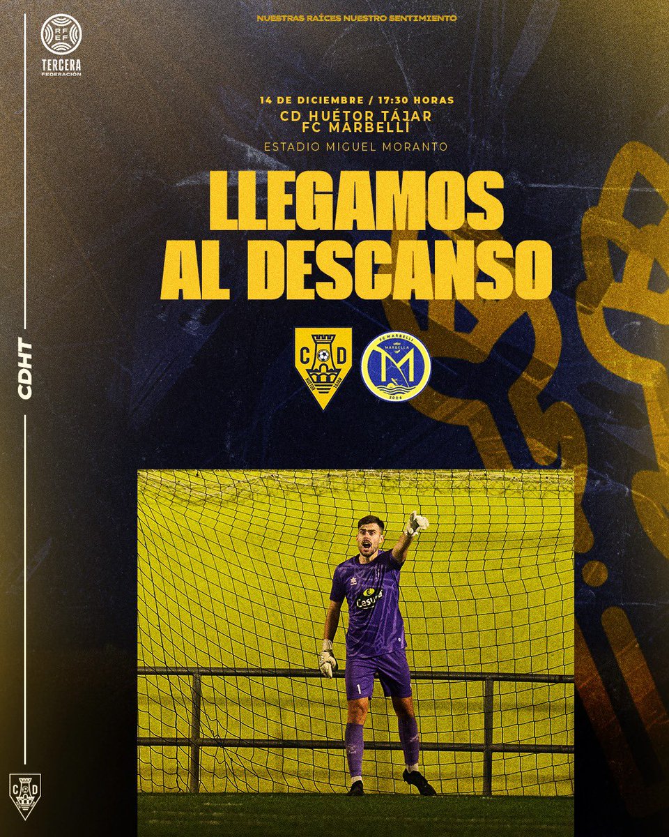 ⏸️ NOS VAMOS AL DESCANSO ⏸️ 

🟡 CD HUÉTOR TÁJAR 0 🆚 0 FC MARBELLÍ 🔵                  

#NuestrasRaícesNuestroSentimiento #CDHuetorTajar #TerceraRFEF