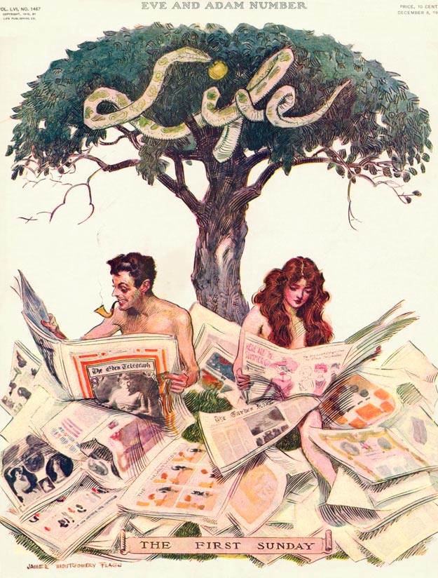 The First Sunday (illustration for Life magazine, December 8, 1910) by James Montgomery Flagg